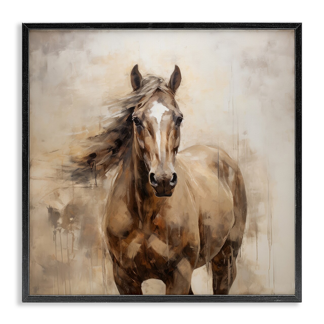 Stupell Industries Horse with Modern Drip Framed Giclee Wall Art Design by PI Creative Art